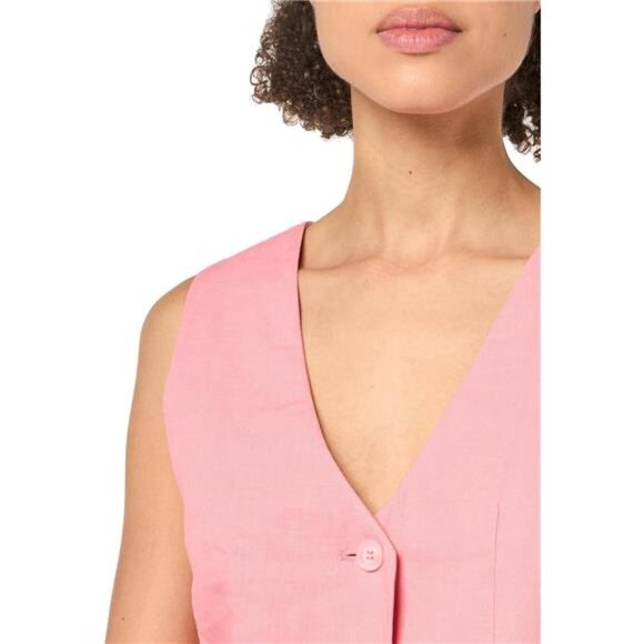Women's Sleeveless Selene Vest Woven Three-Button Menswear Inspired - Picture 5 of 7